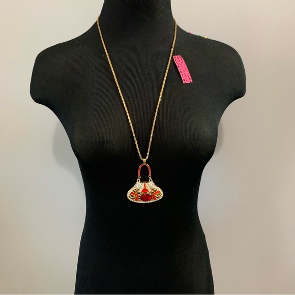 Betsey Johnson Gold Necklace with Red Pendant - Picture 1 of 5